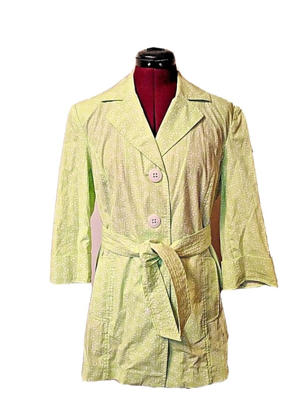 Madison Hill New York Womens Trench Coat Medium Multicolor Cotton Blend Belted j